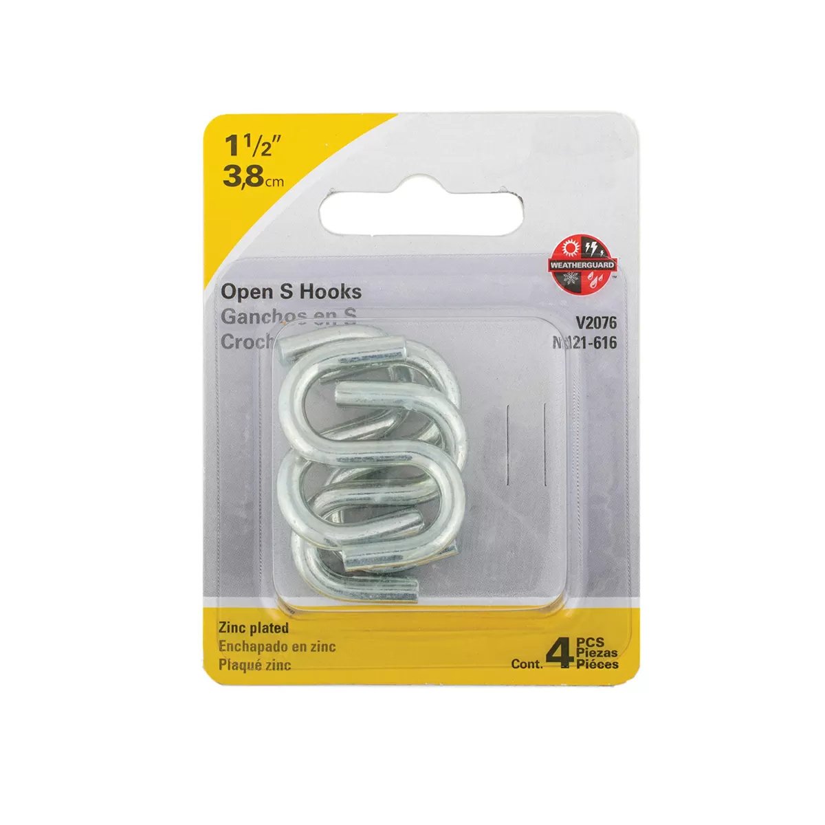 Zinc Plated Open S Hook - 1 1/2"