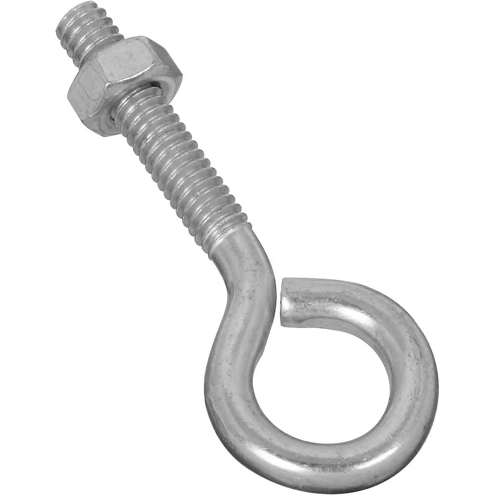 Zinc Eye Bolt With Nut - 1/4" x 2 1/2"