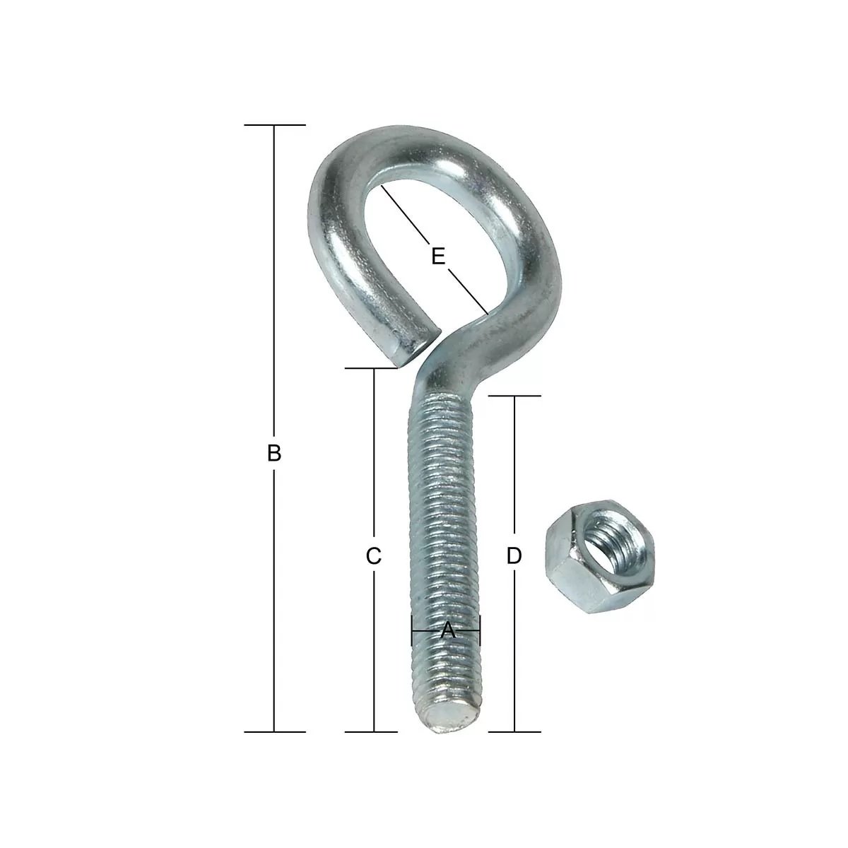 Zinc Eye Bolt w/ Nut - 3/8" x 4"