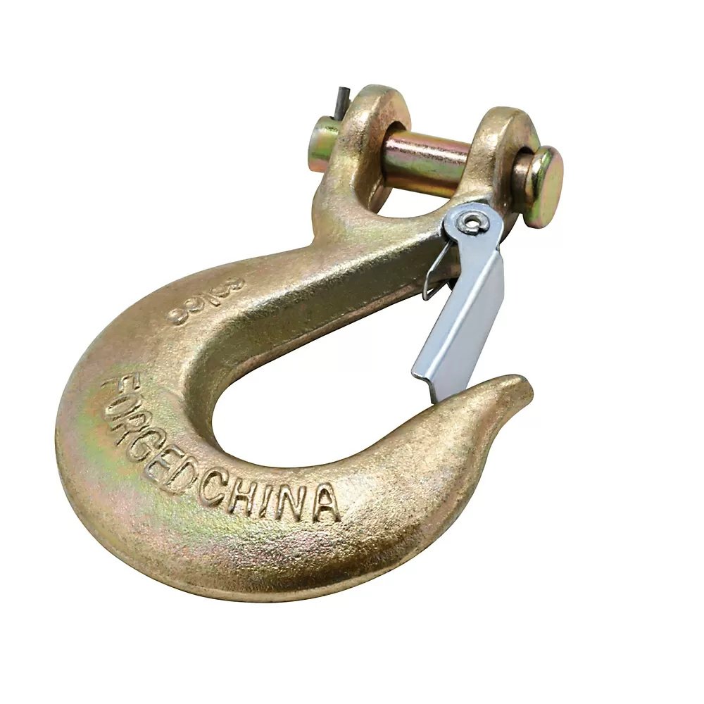 Yellow Chromate Clevis Hook With Latch - 3/8"