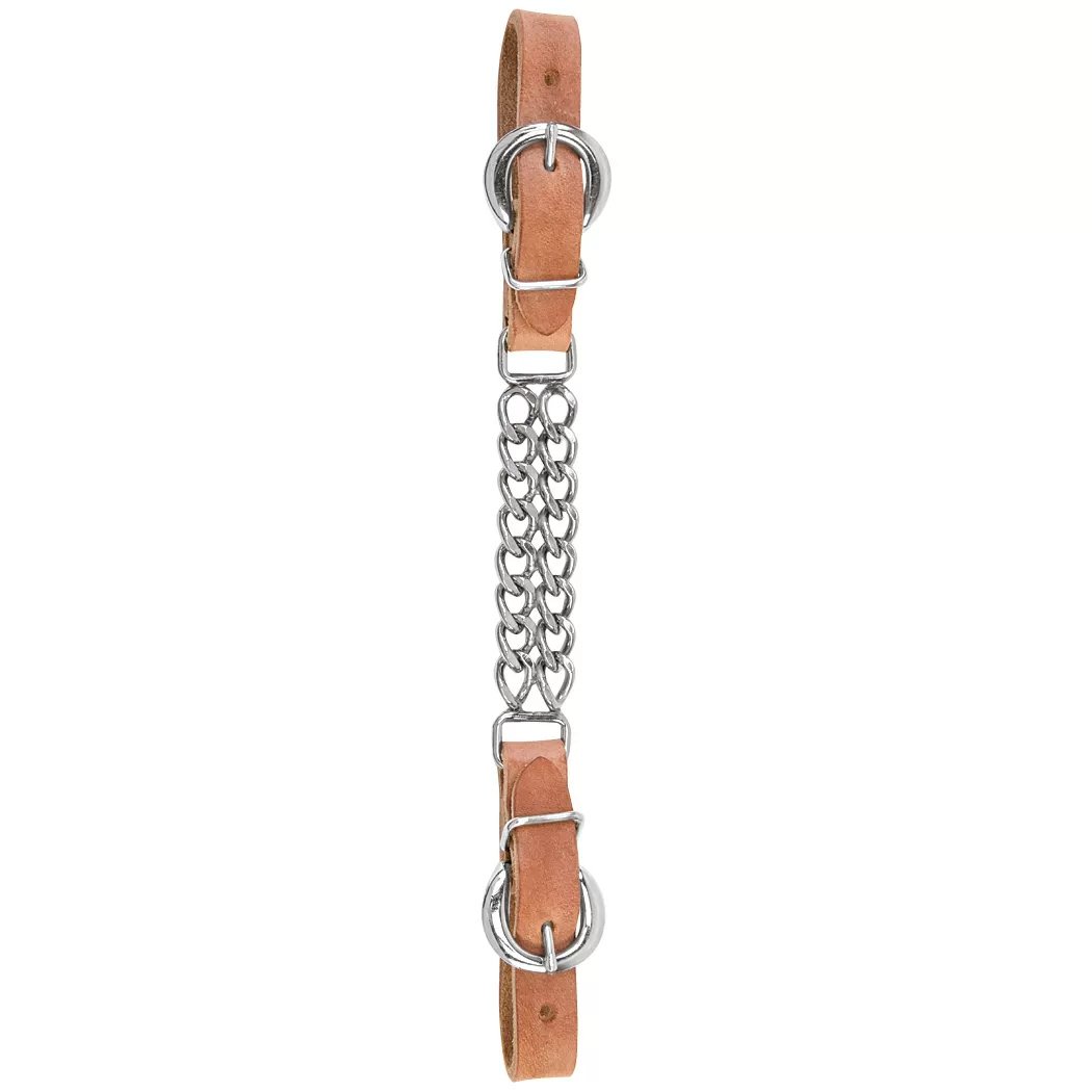 Harness Leather 4 1/2" Double Flat Link Chain Curb Strap