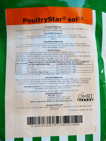 PoultryStar sol Synbiotic Additive - 500G Bag