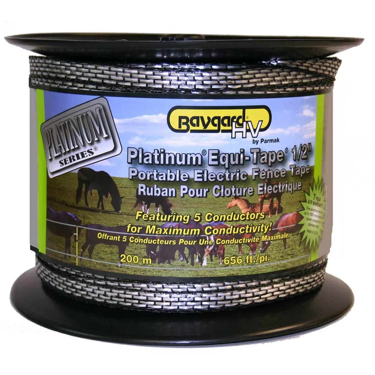 Parmak Baygard Platinum Series™ Electric Fence Metallic Silver 1/2"  x 656'