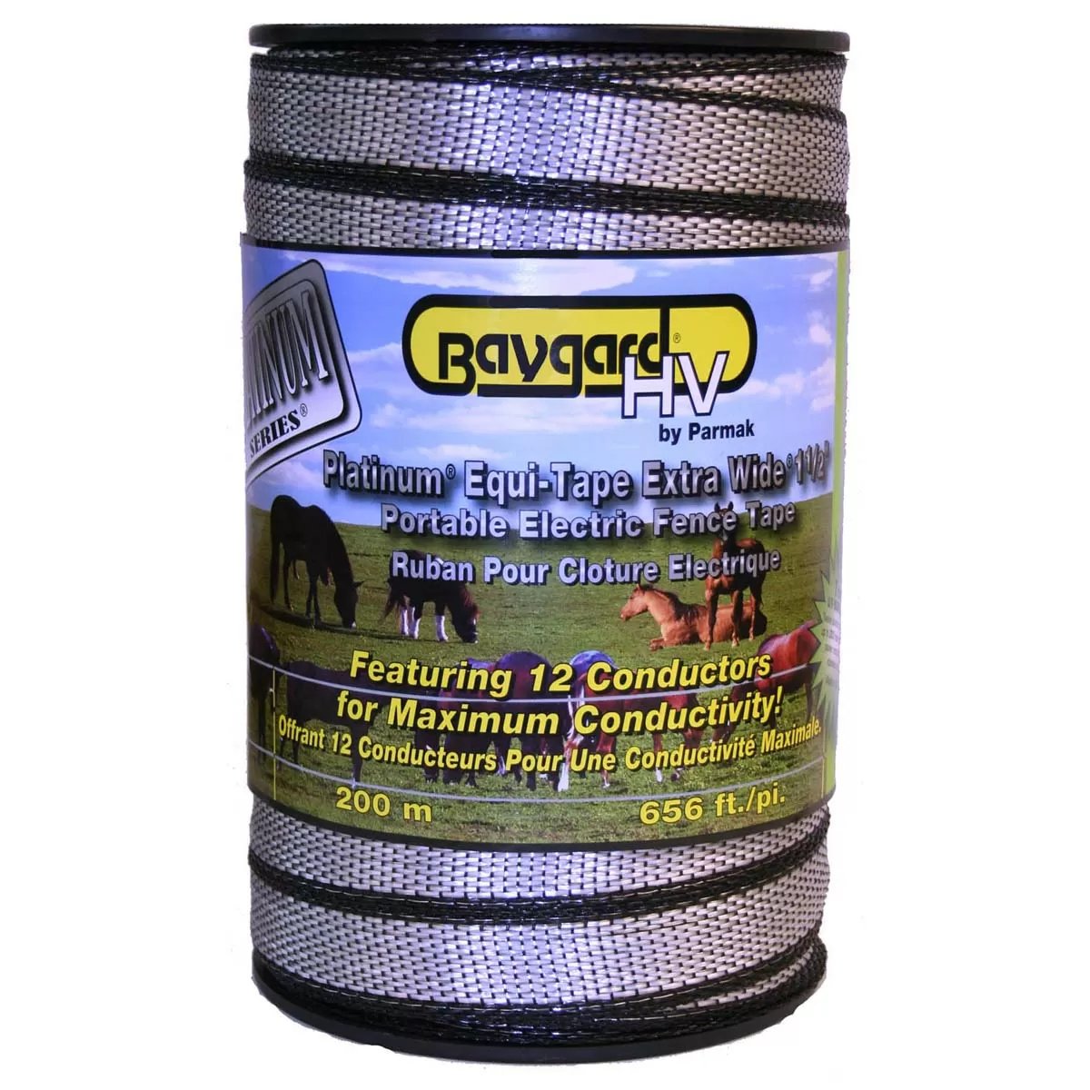 Parmak Baygard Platinum Series Electric Fence 1-1/2" 656' Metallic Silver