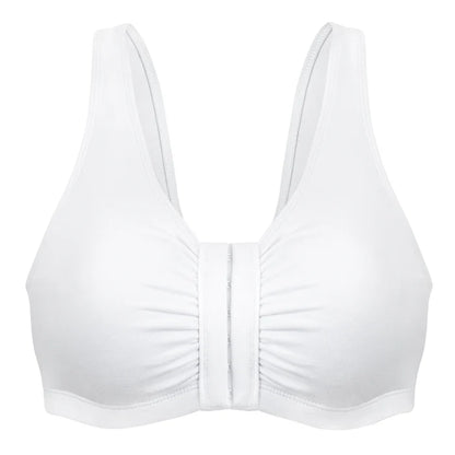 Comfortable Unlined Wireless Cotton Stretch Sports Bra with Front Closure