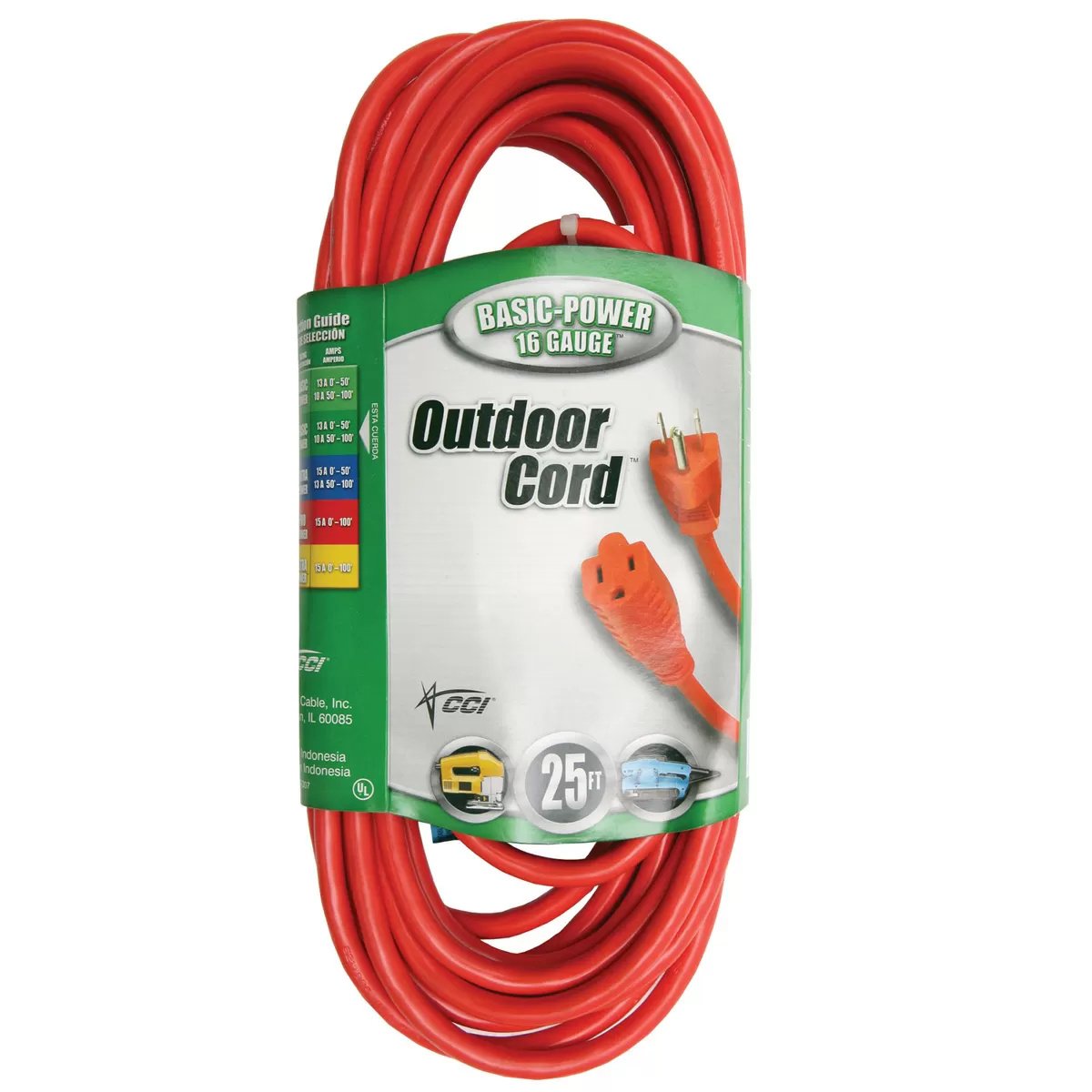 Indoor-Outdoor 16/3 Extension Cord - 25 ft