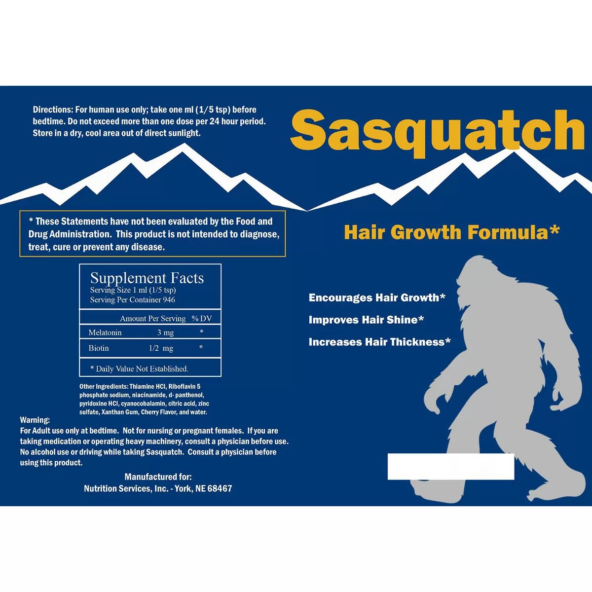 Sasquatch Hair Growth Formula - 1 Gallon