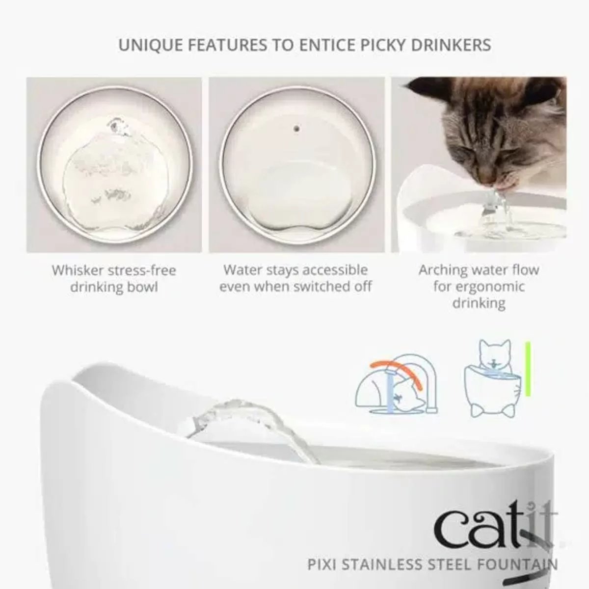 Catit Pixi Fountain -  w/ Stainless Steel Top