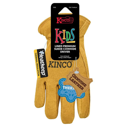 Kinco® Kids' Lined Suede Cowhide Driver Gloves