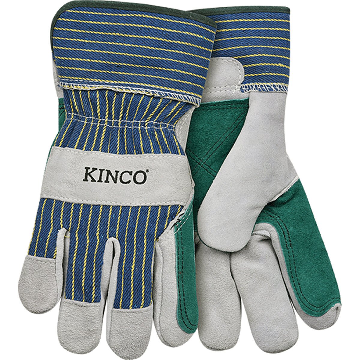 Kinco® Gray Suede Cowhide Palm Gloves with Double Palm & Cuff