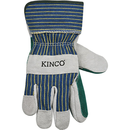 Kinco® Gray Suede Cowhide Palm Gloves with Double Palm & Cuff