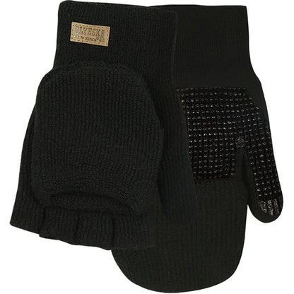 Kinco® Women's Alyeska® Black Lined Knit Shell Half-Finger w/ Convertible Mitt Hood