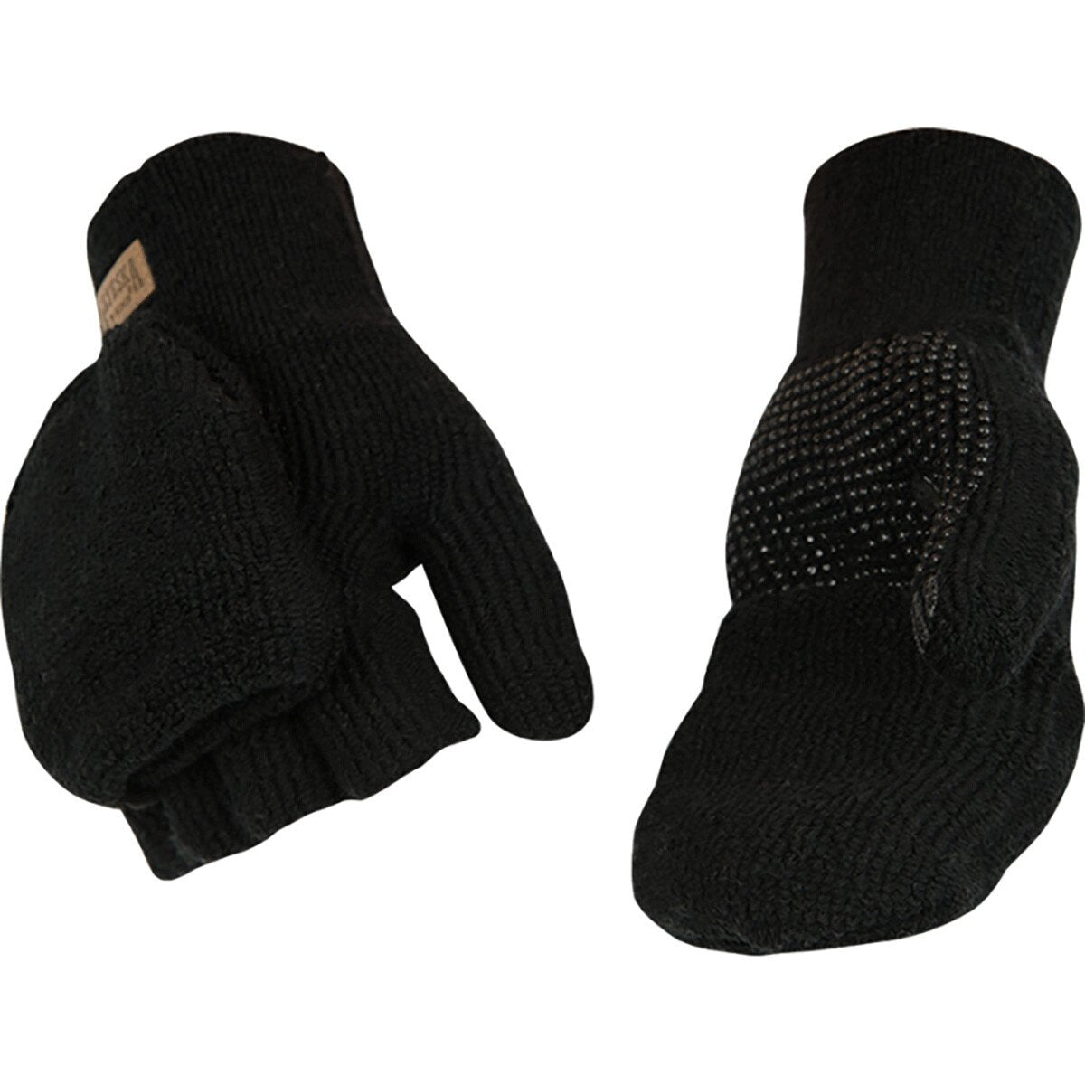 Kinco® Women's Alyeska® Black Lined Knit Shell Half-Finger w/ Convertible Mitt Hood