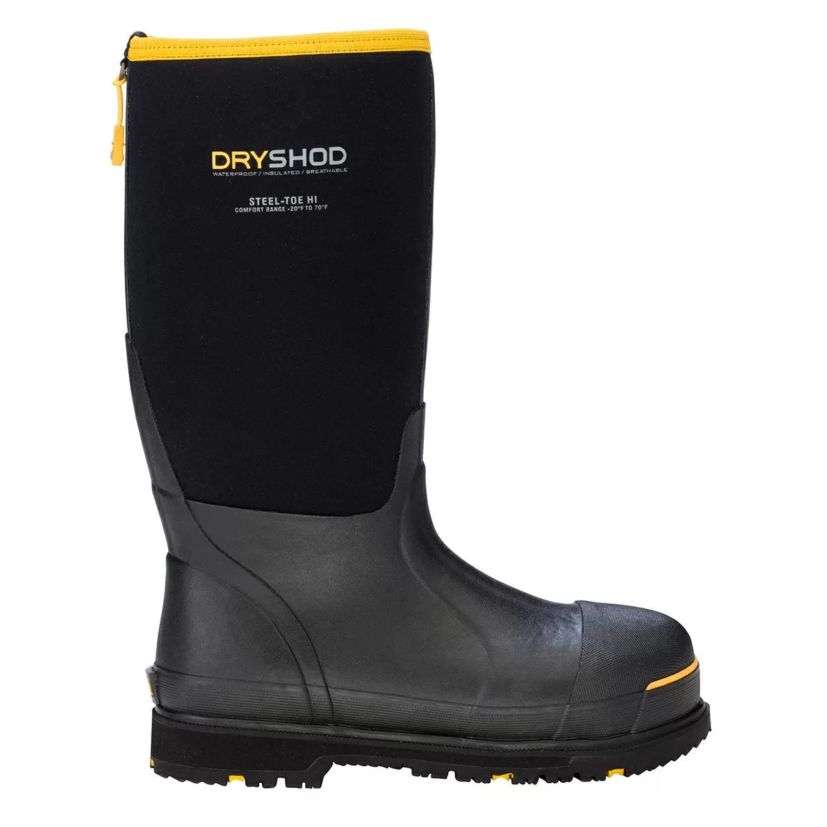 DRYSHOD® Steel Toe Hi Protective Work Boots - Black/Yellow