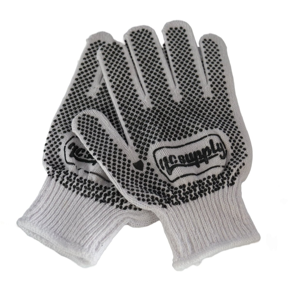 PVC Black Dot String Knit Gloves - 12 Pairs