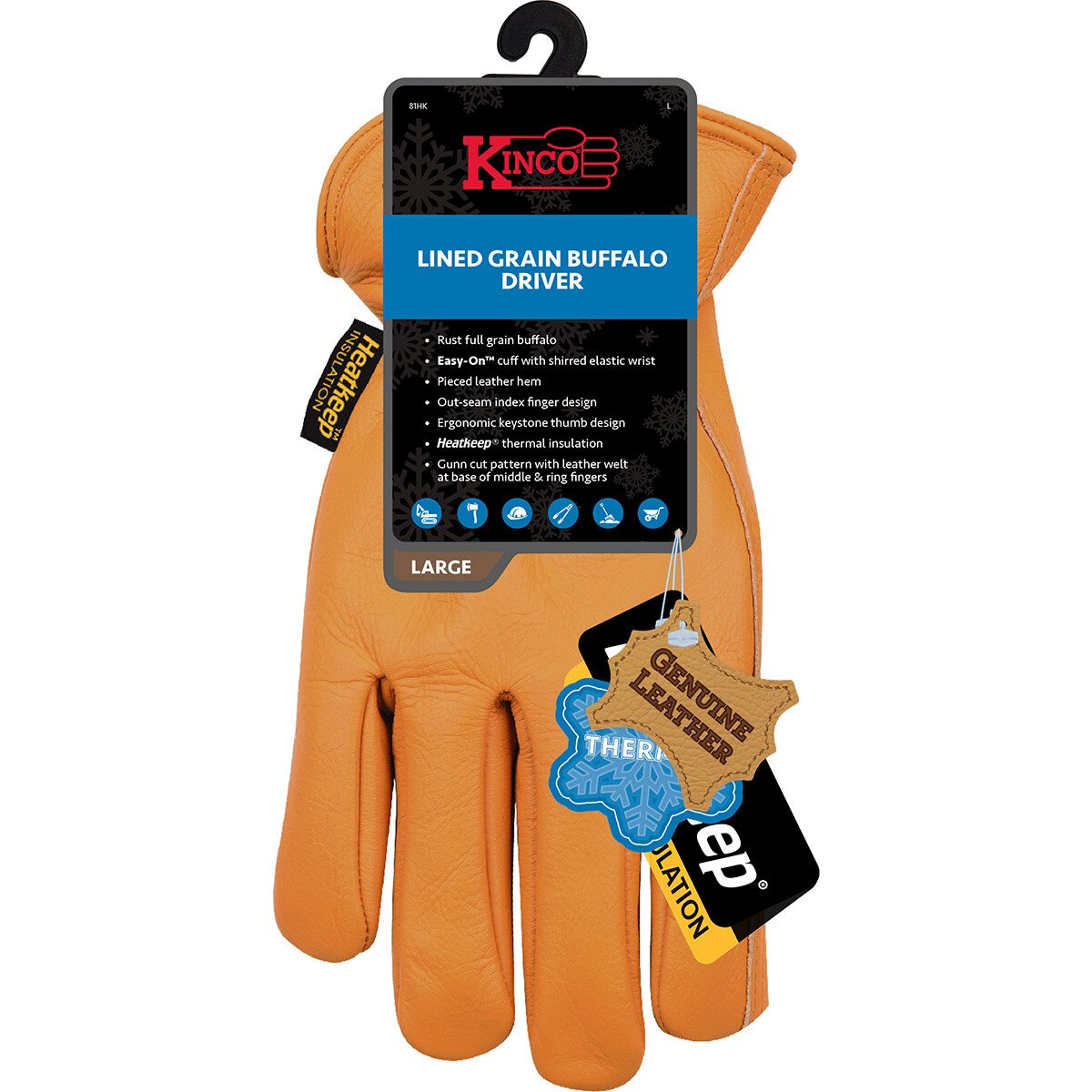 Kinco® Lined Grain Buffalo Driver Gloves