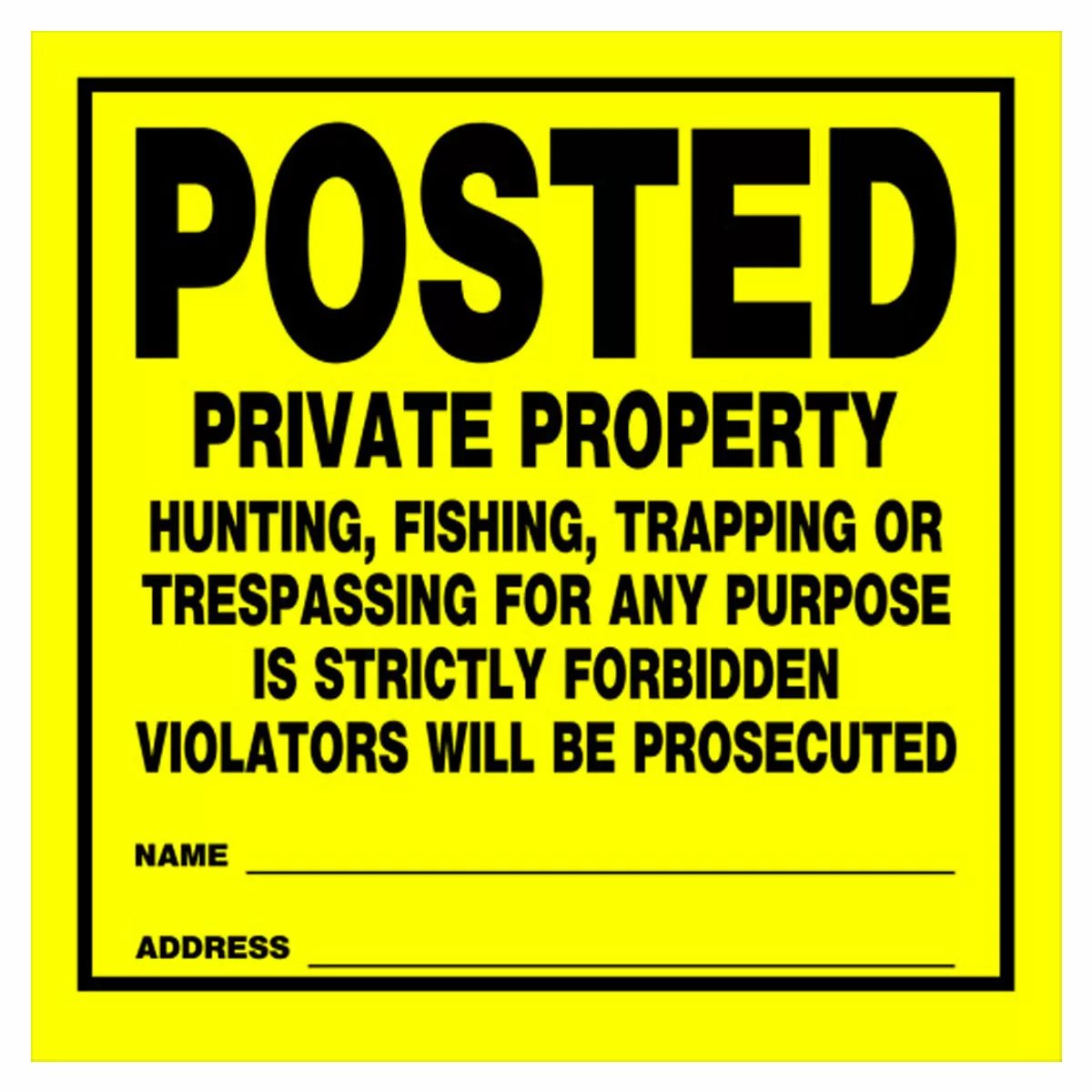 Private Property Violators Will Be Prosecuted Sign - 11" x 11"