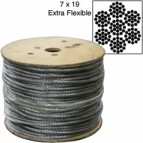 Galvanized Cable by THE ROLL  7x19  1,000 ft