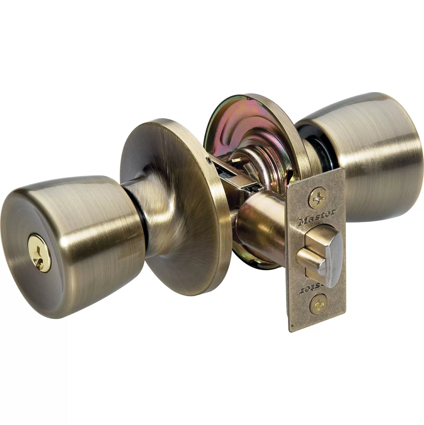 Master Lock® Antique Brass Knob Entry Door Lock