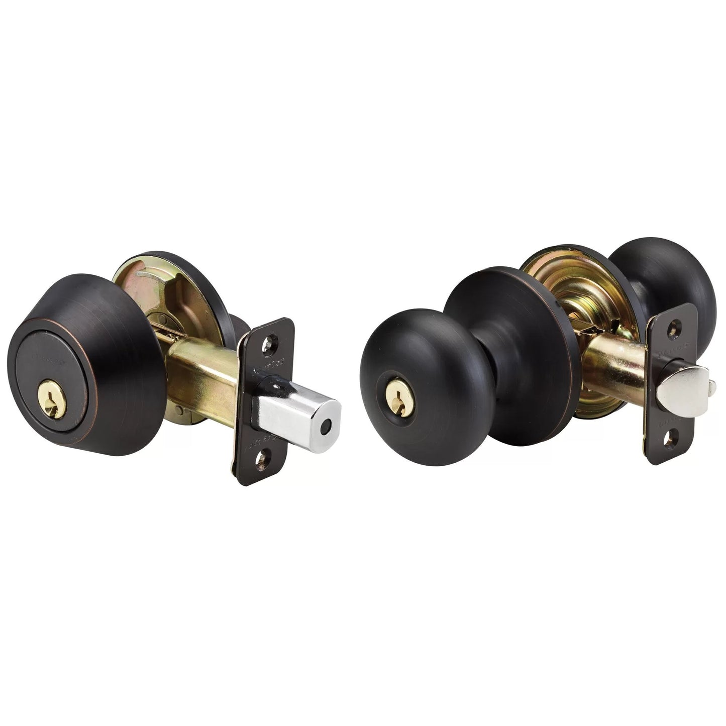 Master Lock® Aged Bronze Biscuit Style Door Lock w/Single Cylinder Deadbolt