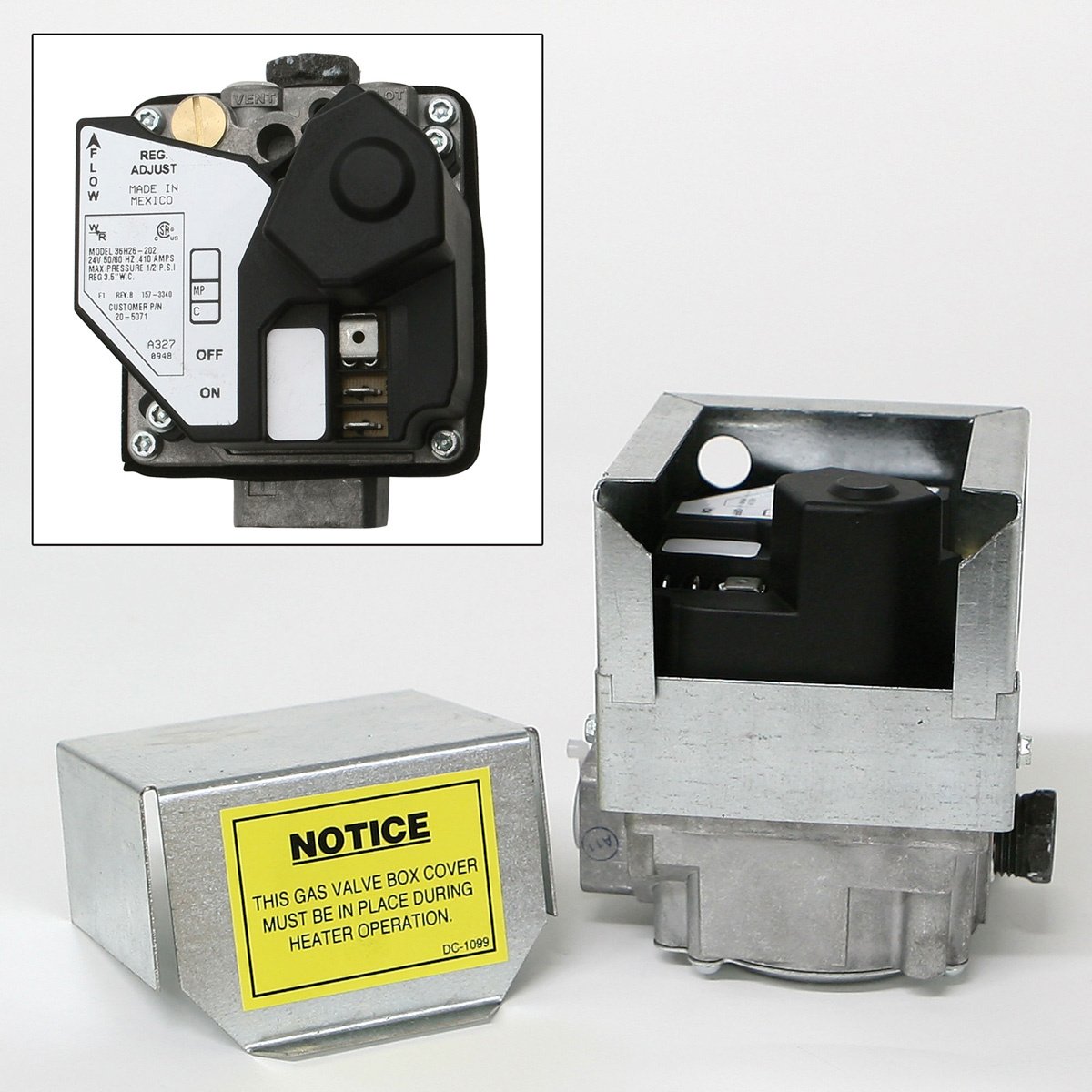 PuraFire Gas Valve  NG or LP (C80 or C225