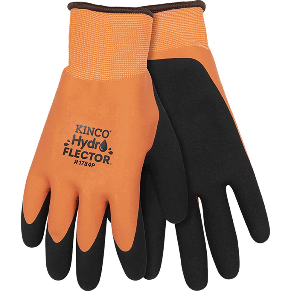 Kinco® Hydroflector™ Lined Waterproof Hi - Vis Orange Thermal Knit Shell & Double - Coated Latex Gloves - QC Supply - 