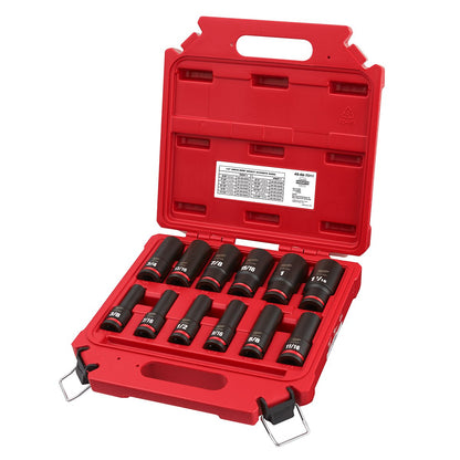 1/2" Drive SAE Deep 6-Point Socket Set - 12 Piece