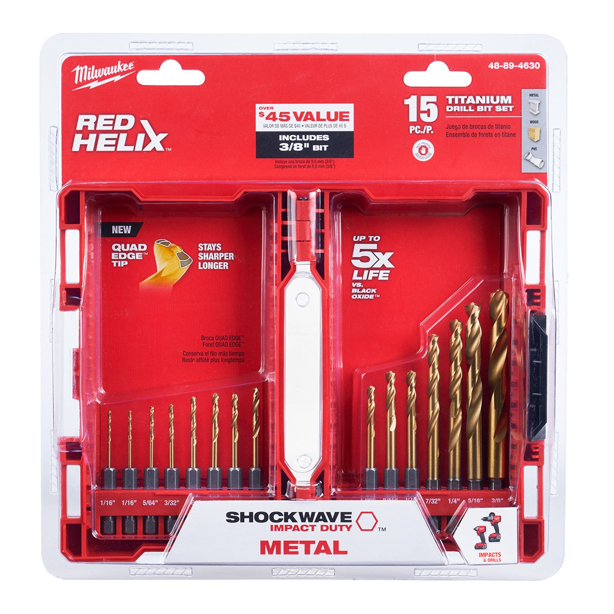 Milwaukee Tool Shockwave™ Red Helix™ Titanium Drill Bit Set - 15 Piece