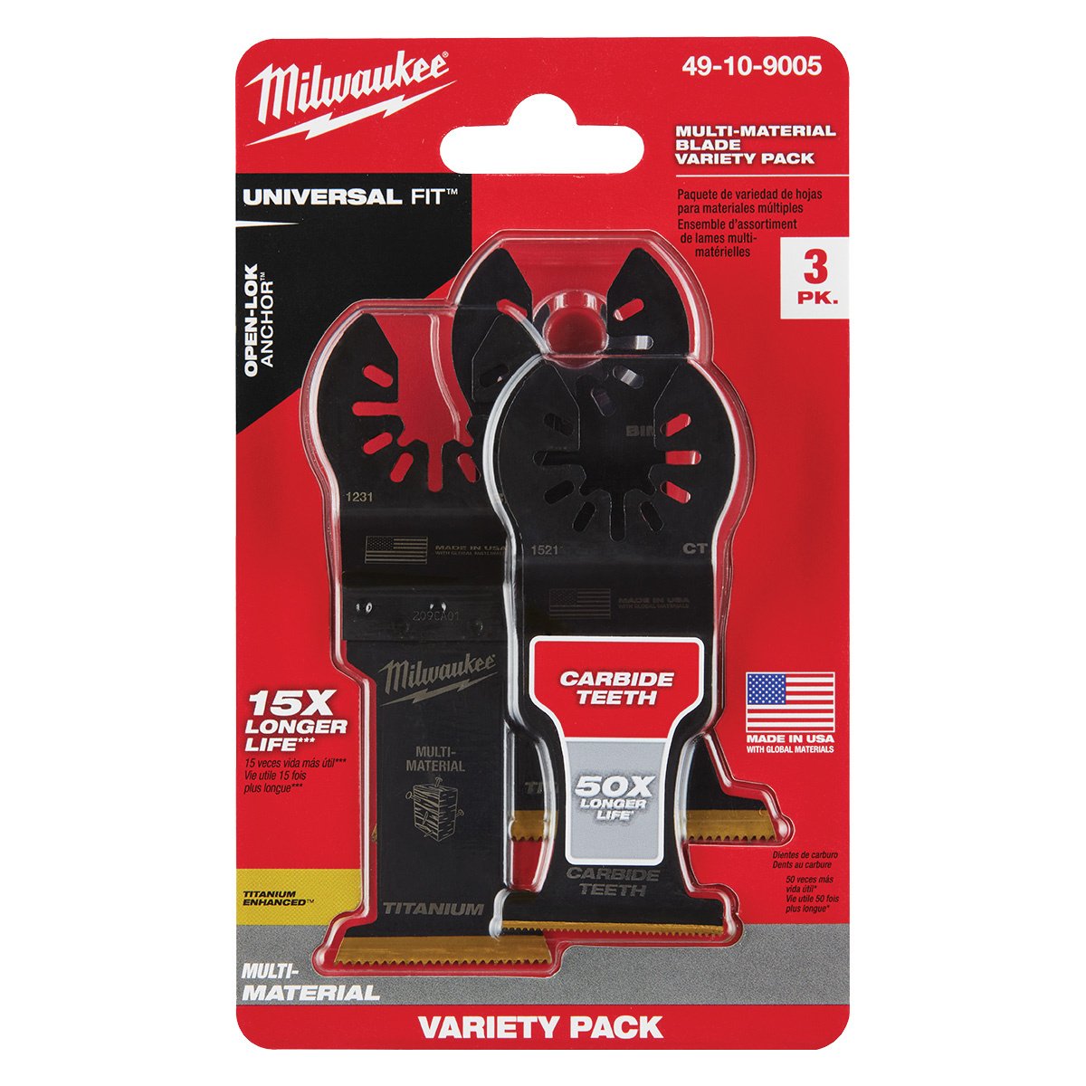 Milwaukee Tool OPEN-LOK™ Multi-Material Cutting Multi-Tool Blade Variety Pack - 3 Piece