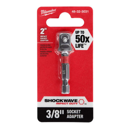 Milwaukee Tool Shockwave 1/4" Hex Shank to 3/8" Socket Adapter