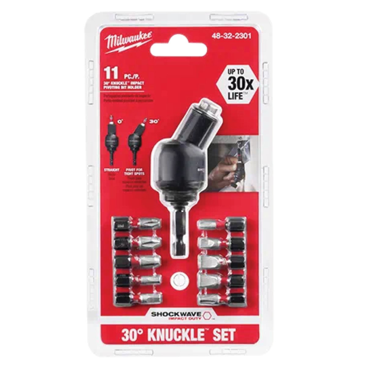 Milwaukee Tool Shockwave™ 30°Knuckle™ Pivoting Bit Holder -11 Piece