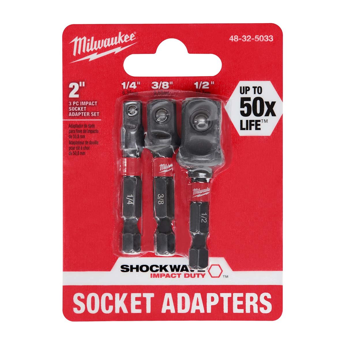 Milwaukee Tool Shockwave™ 3 Piece Impact Socket Adapter Set