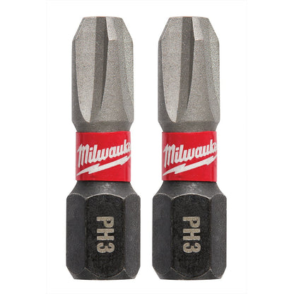 Milwaukee Tool Shockwave™ Impact Phillips #3 Insert Bits - 2Pk