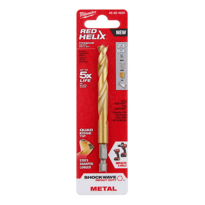 Milwaukee Tool Shockwave™ Red Helix™ Titanium Drill Bits  7/32"23/64"