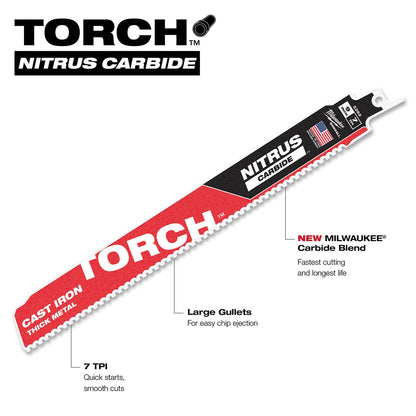 Milwaukee Tool The Torch for Cast Iron with Nitrus Carbide™ - 6" 7 TPI - 1 Pack