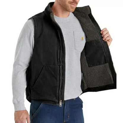 Carhartt® Loose Fit Washed Duck Sherpa-Lined Mock-Neck Vest