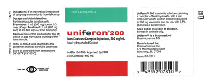 Uniferon® 200 (Iron Dextran) - 200 mg/mL - QC Supply - 